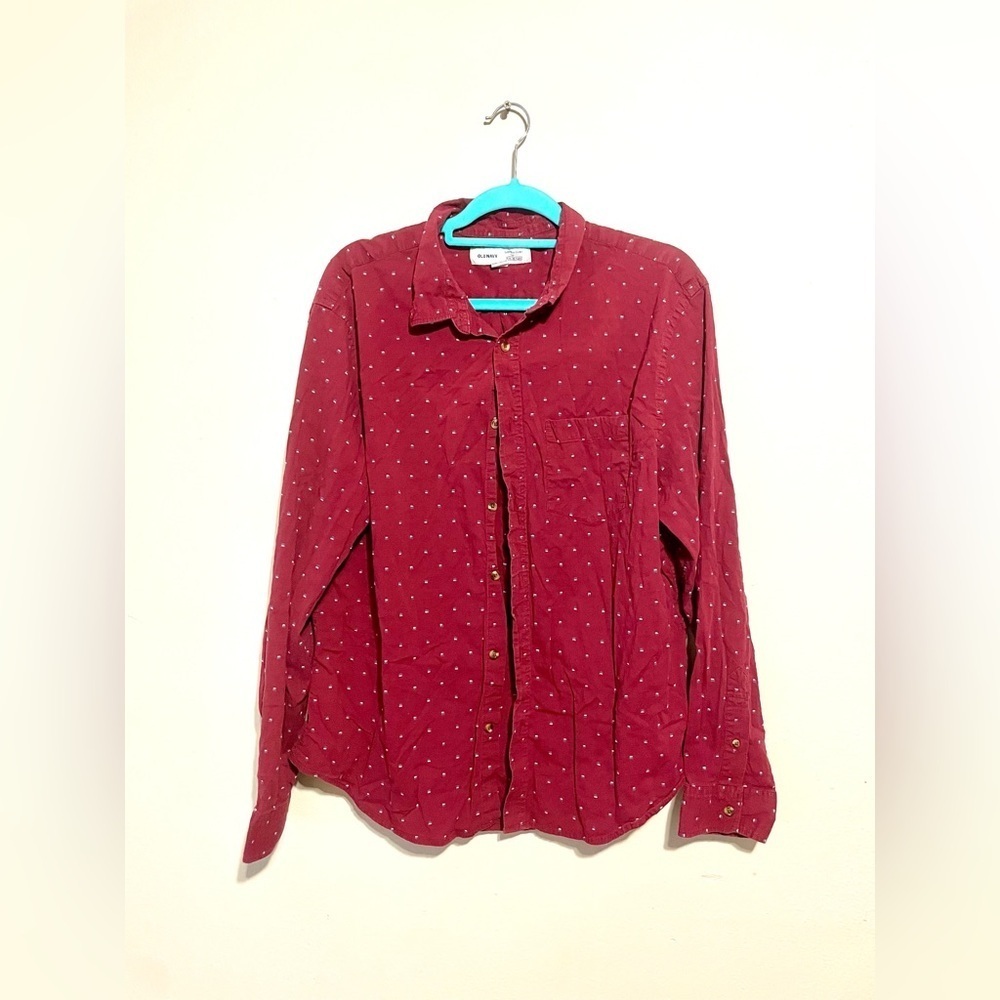 OLD NAVY Y2K Burgandy Button Down Collared Shirt Women's Size XL‎ cabincore
